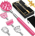 Telescoping Back Scratcher with 5 Detachable Heads, Gifts for Christmas, Stocking Stuffers for Men, Women, Him, Her, Dad, Funny White Elephant Gifts for Adults, Gift Box Included