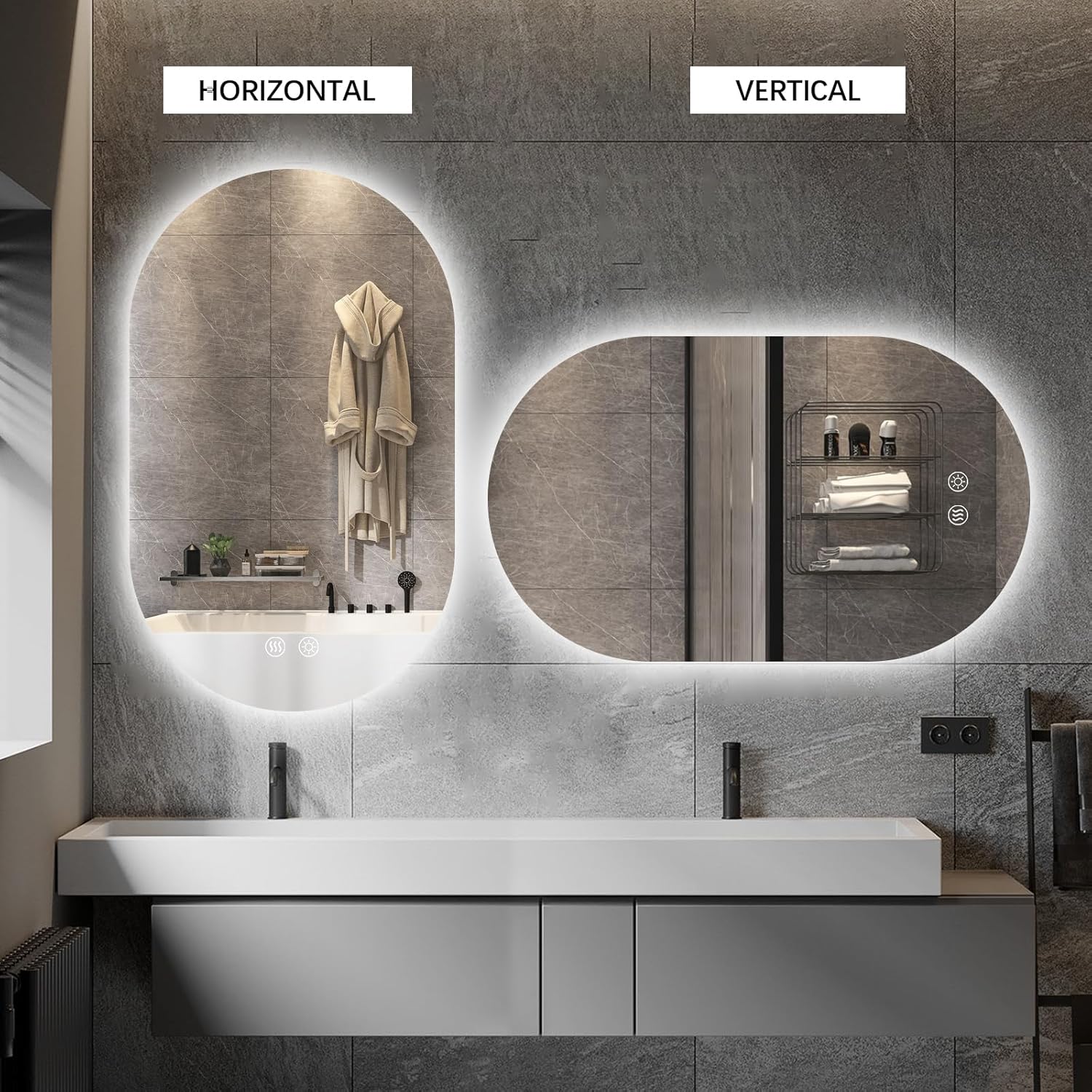 Niccy Oval LED Bathroom Vanity Mirror, 40x24inch Frameless Backlit Mirror with Light, Smart Anti-Fog Mirror with Memory Function Dimmable Lighted Mirror