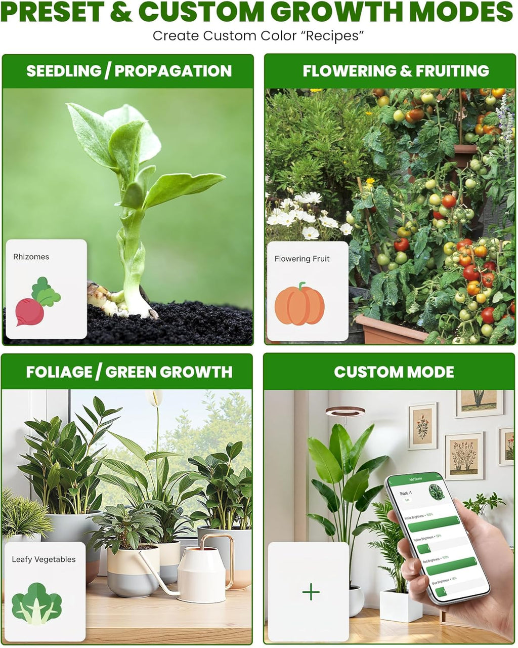 yadoker Plant Grow Light, Smart Plant Light Compatible with Alexa,Google for Indoor Plants,Height Adjustable,Customized Light Brightnesss,Multiple Timers
