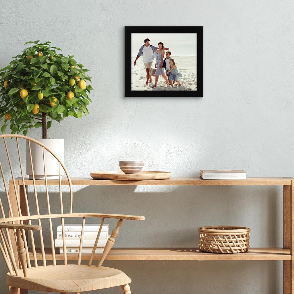 Americanflat 7x8 Picture Frame with Shatter-Resistant Glass - Signature Collection - Gallery-Style Frames Made of Engineered Wood - Photo Frame for Tabletop and Wall Display - Black