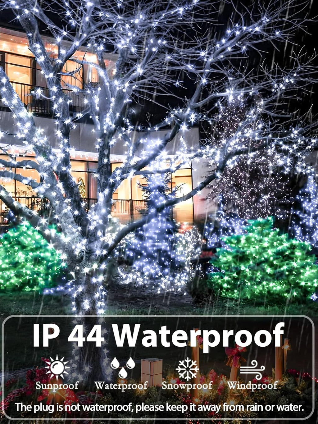 Upgraded 99FT 300 LED Christmas Lights Outdoor & Indoor, Memory Function & Timer & 8 Modes, Mini Green Wire Waterproof Fairy Lights for Christmas Tree Holiday Party Garden Decorations (Cool White)