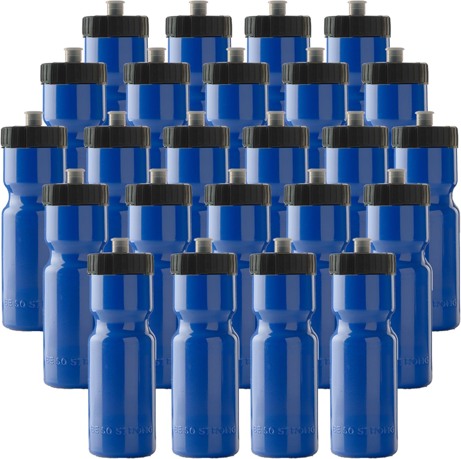 50 Strong Sports Water Bottles – Reusable 22 oz BPA-Free Plastic Bottles with Pull Top Cap – Made in USA – Top Rack Dishwasher Safe – Fits Most Bike Cages Brand