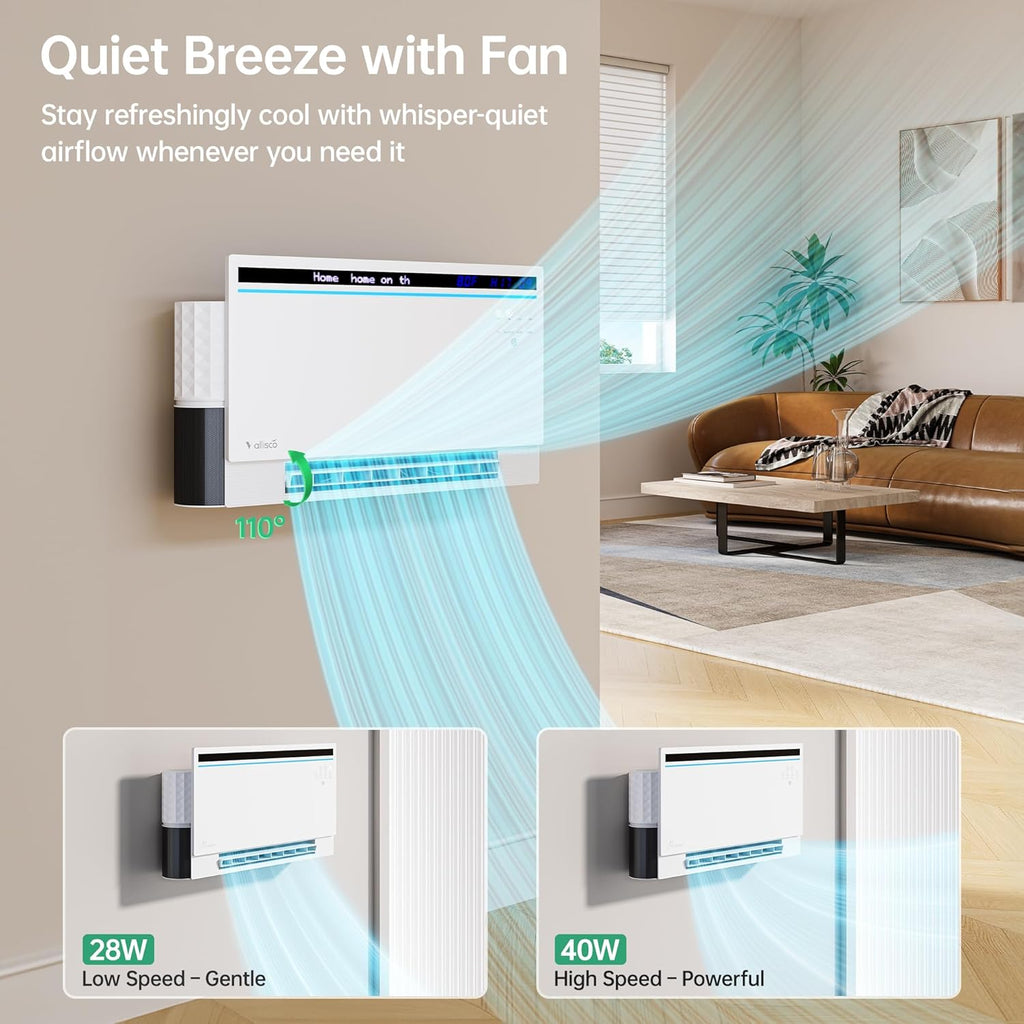 Smart Electric Space Heater with Bluetooth Speaker & RGB Light, App/Remote/Touch Control, Freestanding/Wall Heater, 2 Heat & 2 Fan Modes for All-Season Indoor Use, 110° Oscillating, Works with Alexa