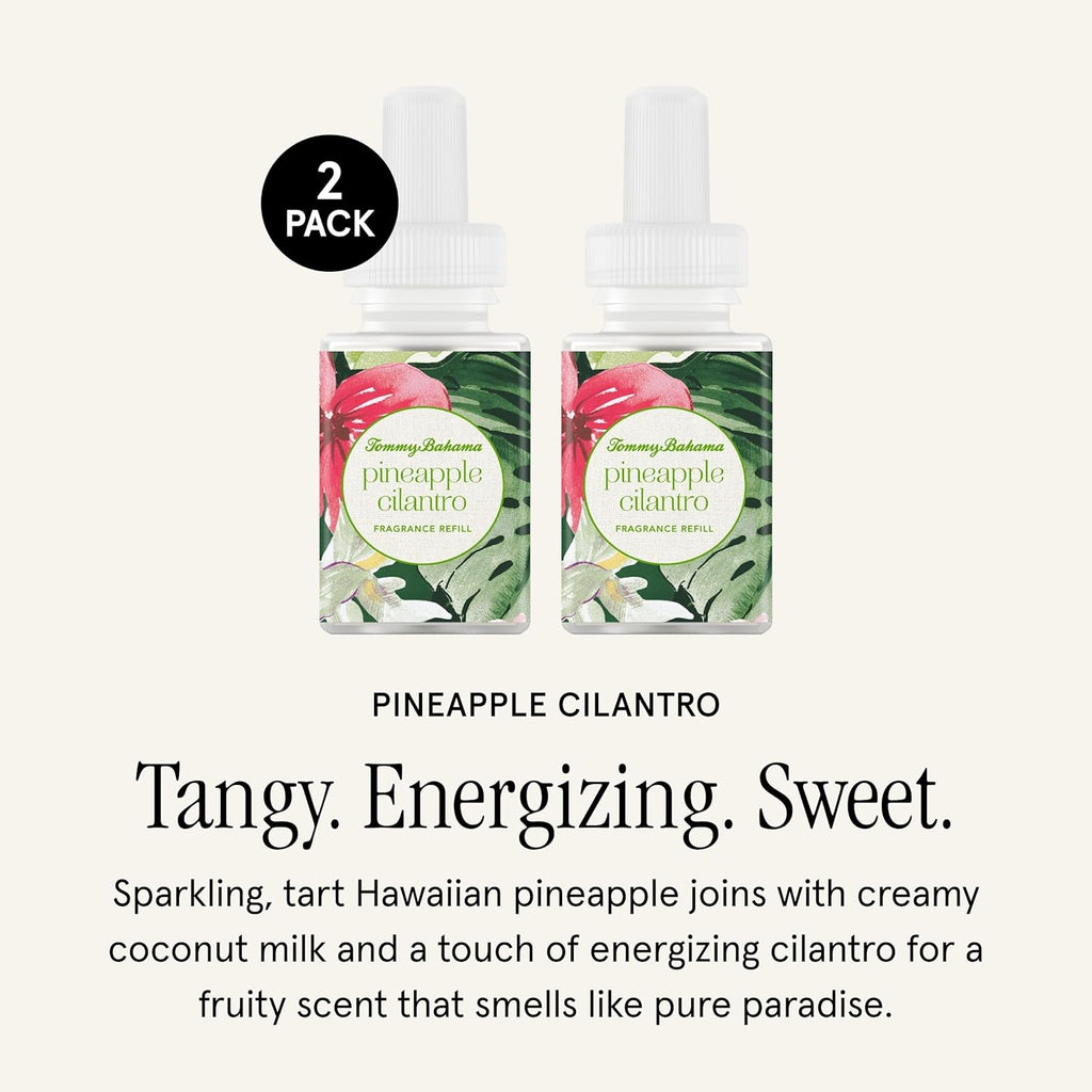Pura & Tommy Bahama Home Scent Refill - Smart Home Air Diffuser - Up to 120-Hours of Luxury Fragrance per Refill - Home Essential - Clean & Safe Diffuser Fragrance - 2 Pack, Pineapple Cilantro