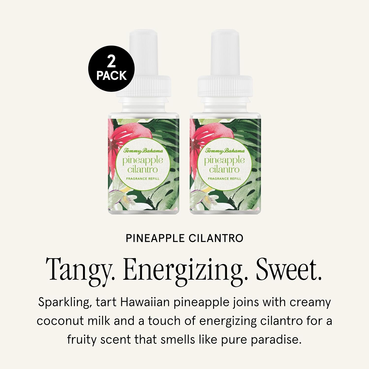 Pura & Tommy Bahama Home Scent Refill - Smart Home Air Diffuser - Up to 120-Hours of Luxury Fragrance per Refill - Home Essential - Clean & Safe Diffuser Fragrance - 2 Pack, Pineapple Cilantro