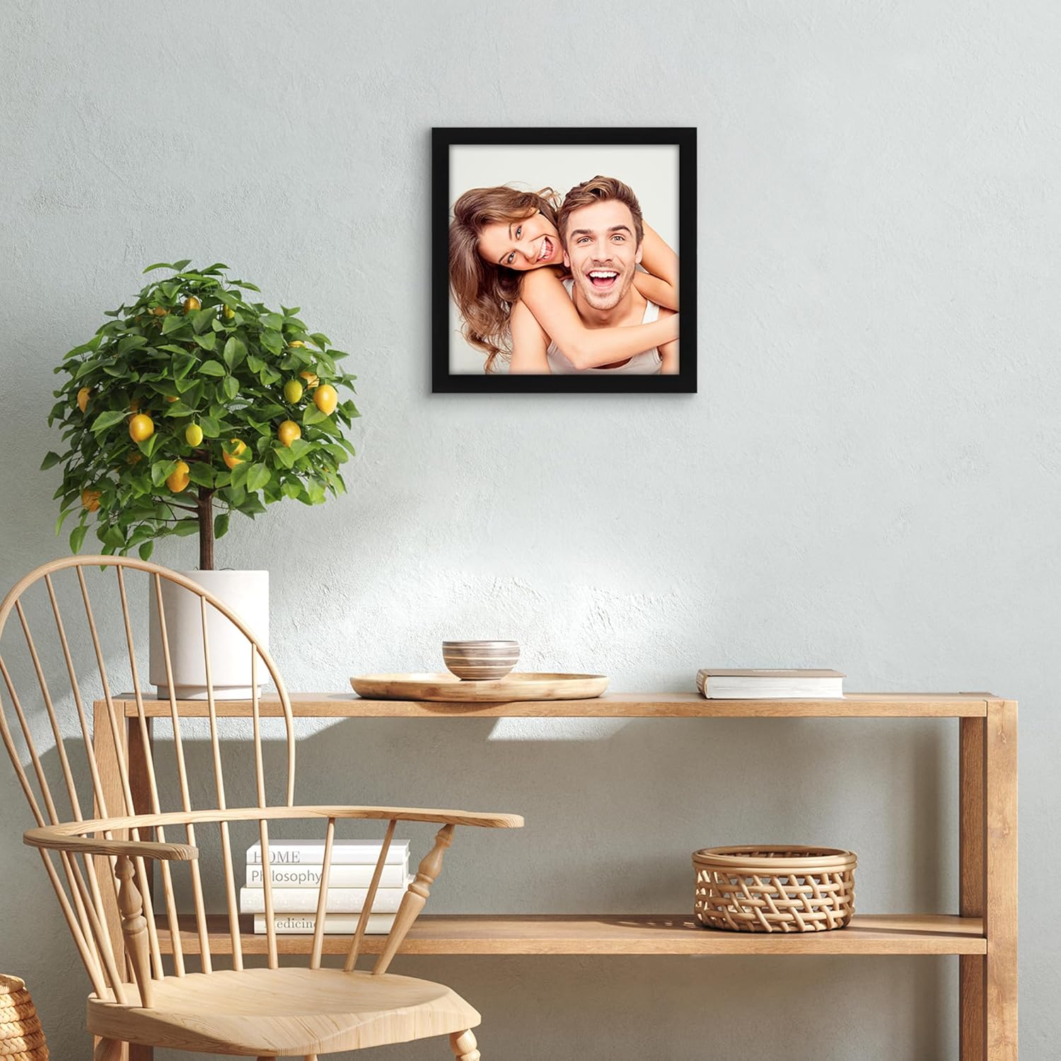 Americanflat 10x10 Picture Frame with Shatter-Resistant Glass - Signature Collection - Gallery Style Frames Made of Engineered Wood - Square Frame for Wall Display - Black