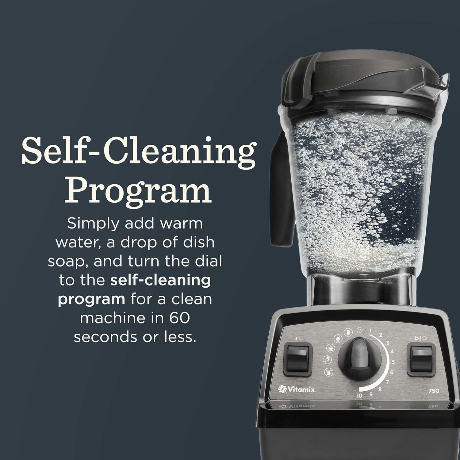 Vitamix Propel Series 750 Blender with Four Blending Programs, Self-Cleaning Program, Professional-Grade Blender for Smoothies, Soups and More, Stainless-Steel Blades, 64 Oz Container, Slate