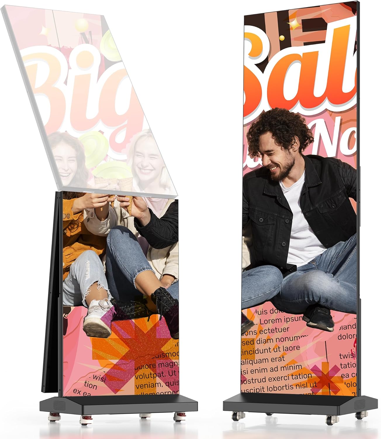 Indoor LED Digital Signage Display with P1.86, LED Poster Screen Frameless Splicing, Advertising Display USB Plug-and-Play & Remote Control for Giant Commercial Events & Rentals (Black, Single)