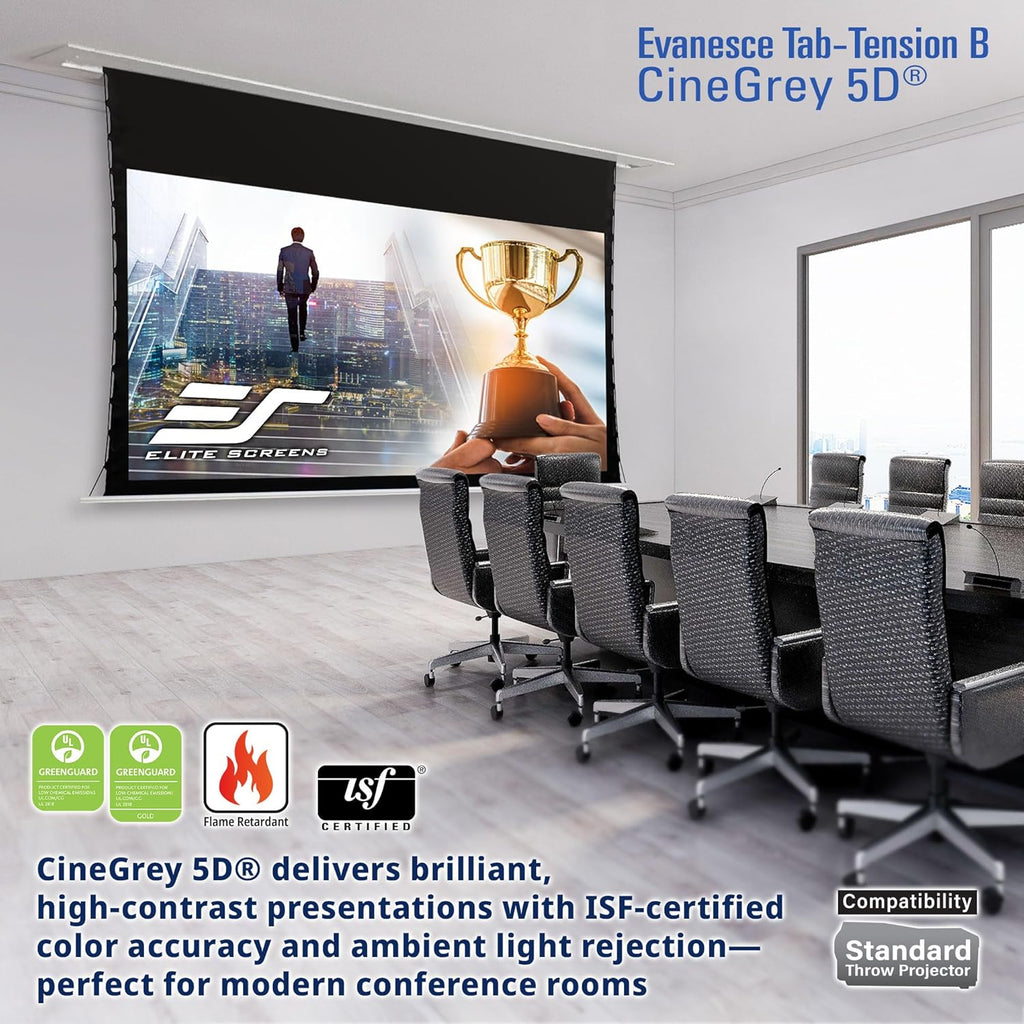 Elite Screens Evanesce Tab-Tension B CineGrey 5D, 106-inch 16:9, in Ceiling Concealed Electric Motorized Drop Down Projector Screen w Ambient Light Rejecting CG5D Projection Material, ETB106HD5-E16