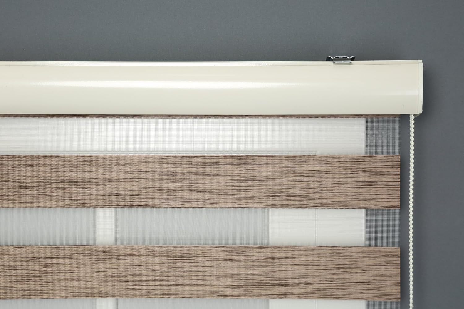 Shadesu Custom Size Zebra Blinds for Windows, 89" W x 72 H, Brown, Dual Layer Free-Stop Zebra Shades, Light Control for Day and Night, Sheer Blinds for Indoor Windows, Bedroom, Kitchen