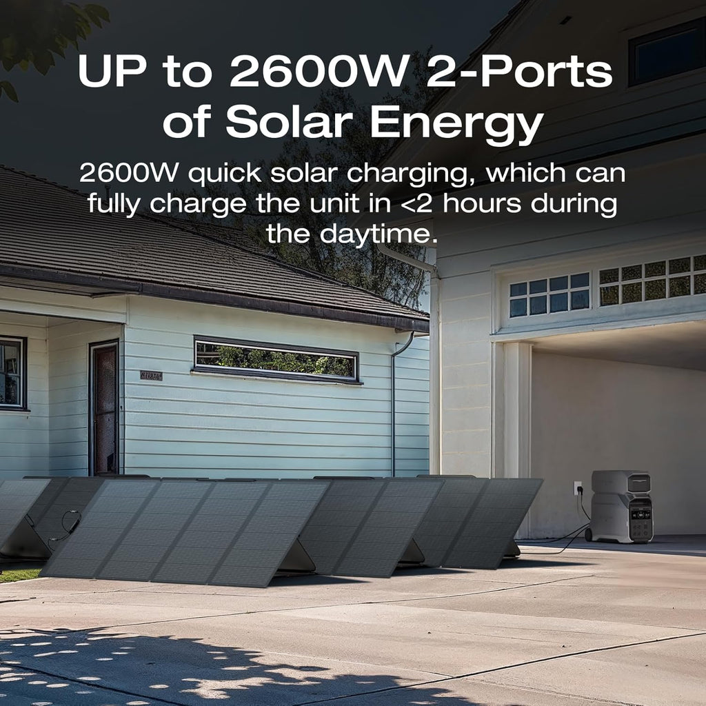 EF ECOFLOW Power Station 4096Wh DELTA Pro 3 with 400W Portable Solar Panel, 120/240V 4000W AC Output, Solar Generator for Home Use, Camping Accessories, Emergencies, Power Outages, RVs