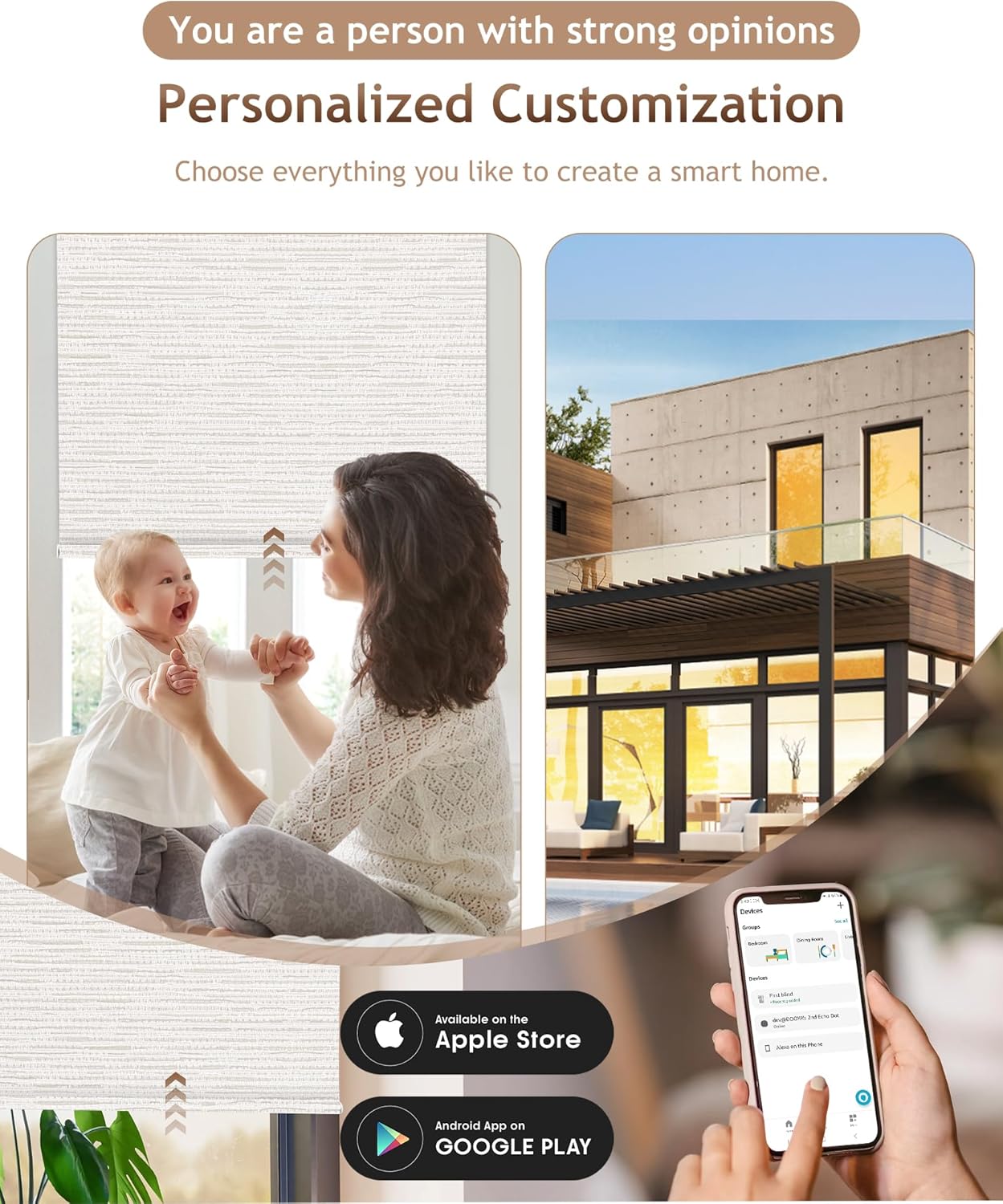 Kincmo Motorized Blinds with Remote,100% Blackout Motorized Roller Shades Work with Apple Homekit,Alexa,Google, Custom Electric Blinds with App,Voice Control (Aqua Waves Beige)
