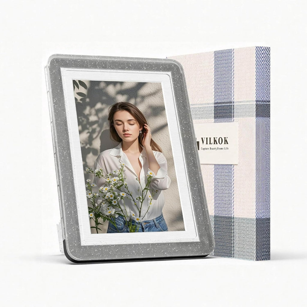5x7 Picture Frame, Clear Acrylic Photo Frame with White Mat for 4x6 Photos, One-Piece Shatterproof Tool-Free Design, UV-Resistant Waterproof Tabletop Frame for Home Office Decor with 10-Year Warranty