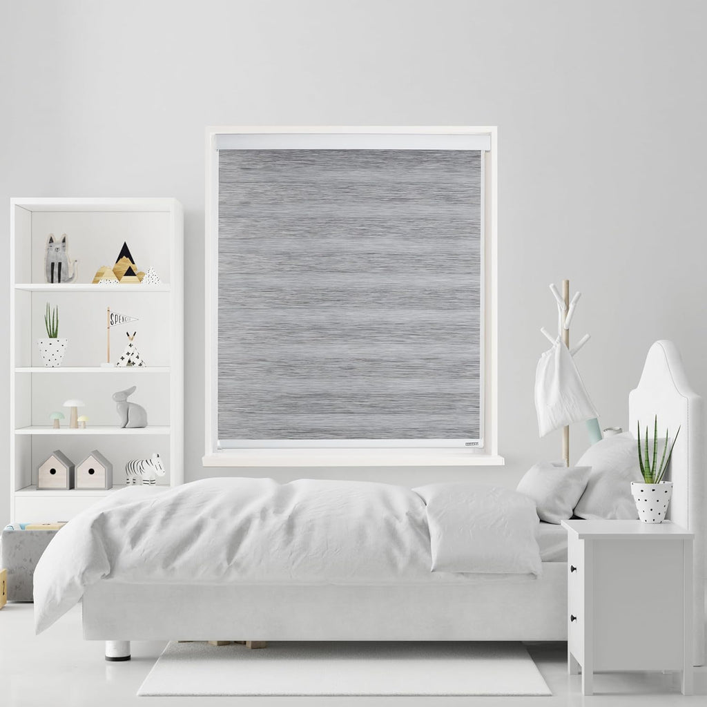 Shadesu Cordless Zebra Blinds for Windows, 69" W x 72" H, Grey, Dual Layer Free-Stop Zebra Shades, Light Control for Day and Night, Sheer Blinds for Indoor Windows, Bedroom, Kitchen