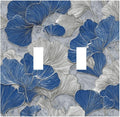 Abstract Blue Marble Plant Leaves 2 Gang Double Toggle Decorative Light Switch Covers Electrical Faceplate Switch Plates for Bathroom Kitchen Home