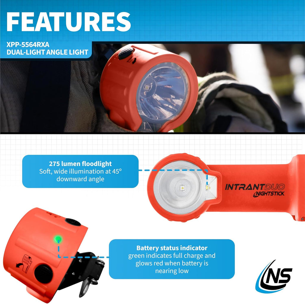 Nightstick XPP-5564 Intrant® Duo Intrinsically Safe Turbo Dual-Light Angle Light - 4 AA