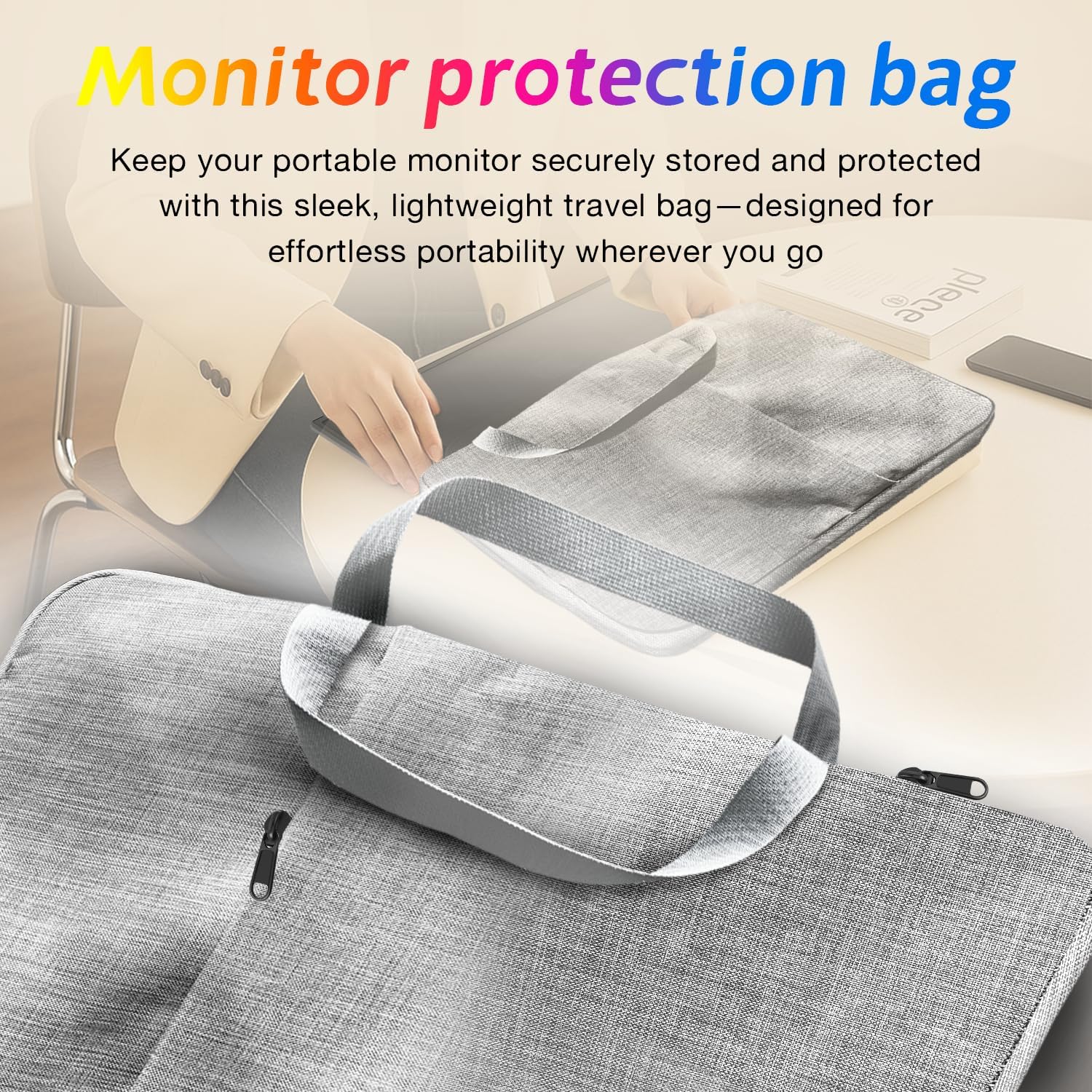 18.5" Portable Monitor 120Hz FHD 1080P, USB-C HDMI Laptop Screen Extender, Second Display for Laptop/PC/Mac/PS5/PS4/Switch, Travel Monitor with Protective Sleeve, VESA Mountable