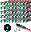 50Pcs 8MM (5/16") Indicator Light 110v 120v Metal Pilot Lamp Lights Aluminum Black Anodized Waterproof ip67 Red Signal Lamp Light(110V-Black Anodized-Green 50Pcs)