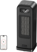 Space Heaters for Indoor Use, Smart Portable Electric Heater with Thermostat, WiFi and Voice Control, 12H Timer, 4 Modes, 36dB 1500W PTC Ceramic Safety Heat for Office Bedroom Home 1Pack Black