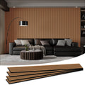 Wood Salt Acoustic Wall Panels, 4 Piece 94" x 12.6" x 0.8" Soundproof Wooden Wall Panels, 3D Fluted Sound Absorbing Panel, Brown