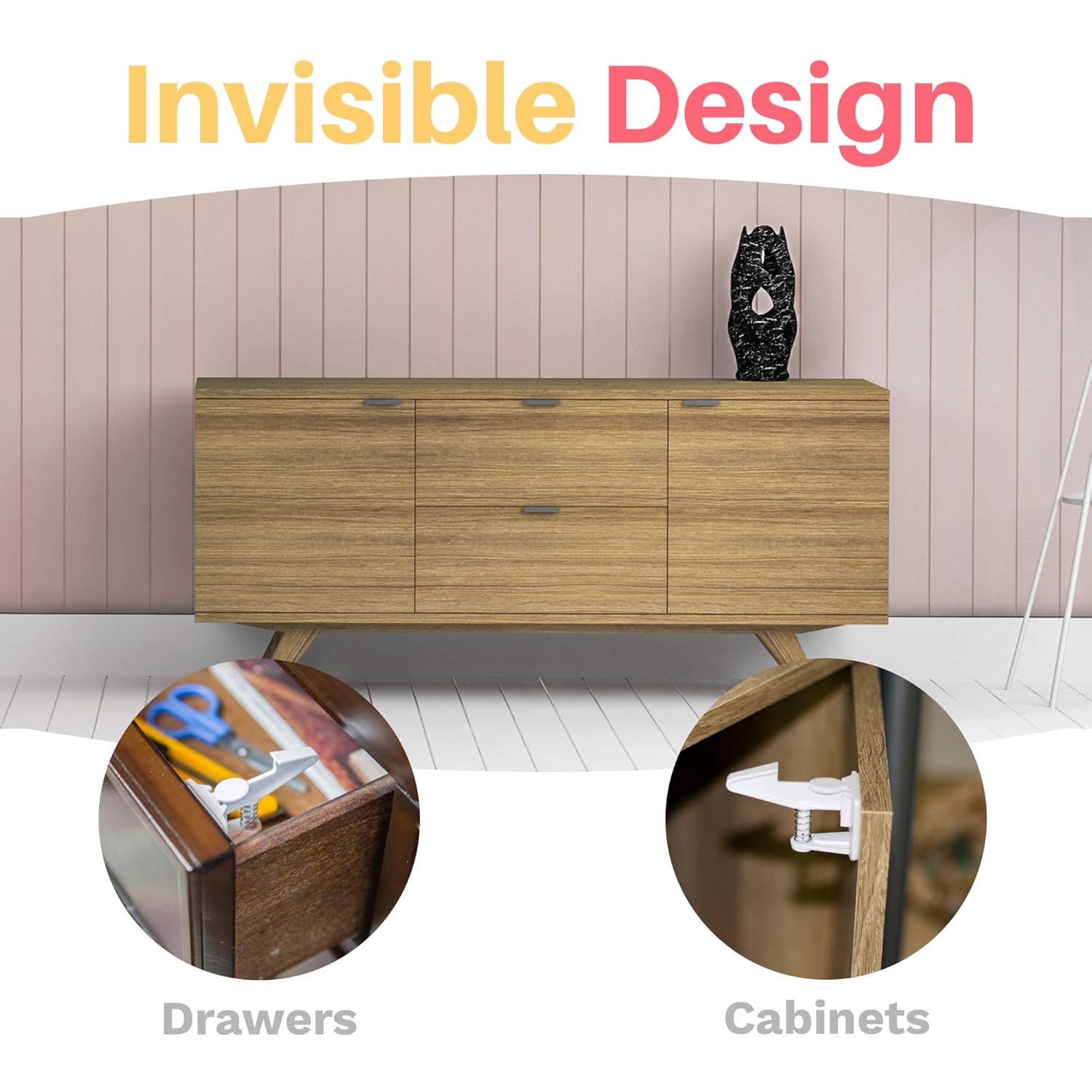 Inaya 16-Pack Cabinet Locks, Child Safety Latches - Baby Proofing Cabinets and Drawer Locks - 3M Adhesive - No Drilling & No Tools Required - Child Proof Your Home