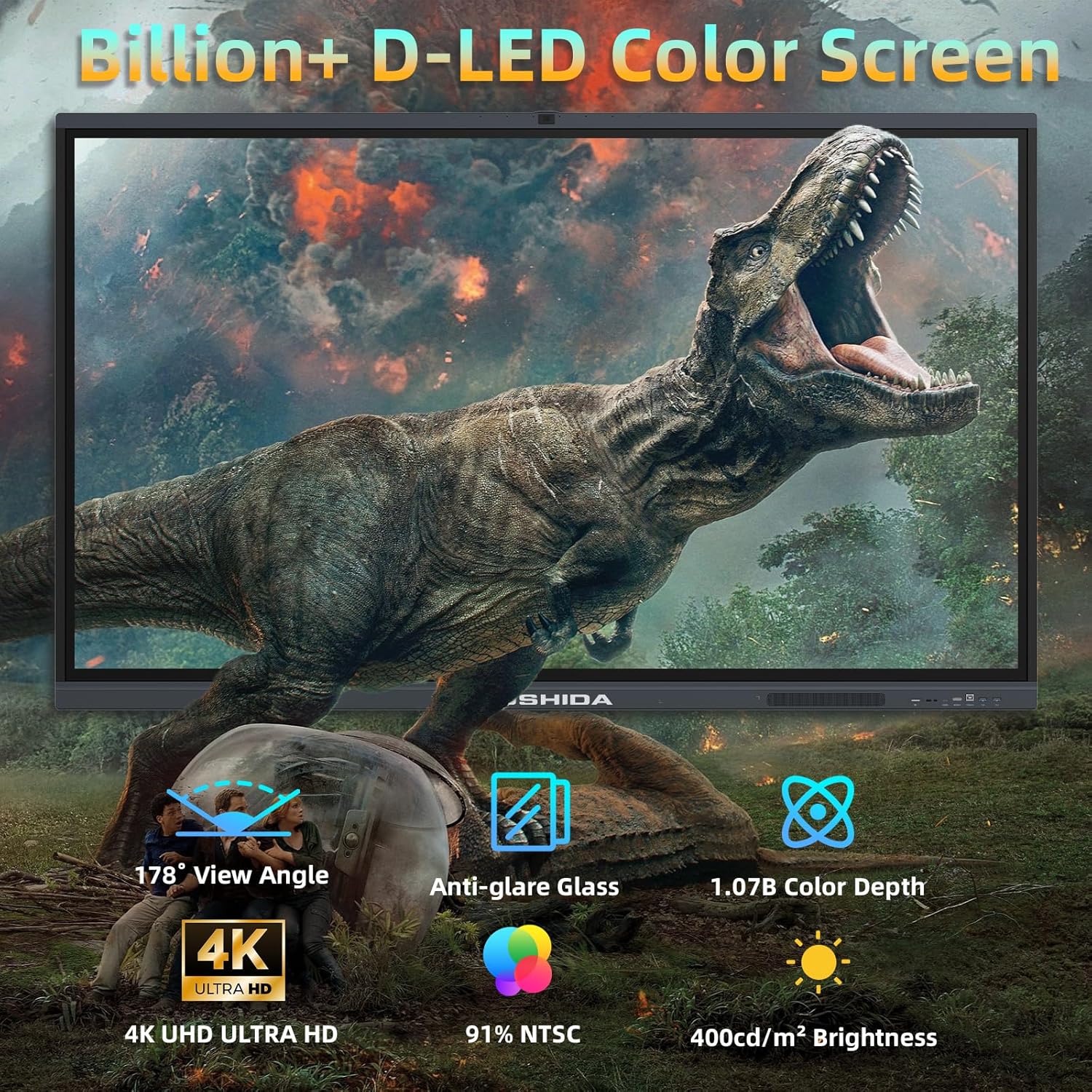 86" Smart Board Google EDLA-Certified 4K Interactive Whiteboard SmartBoard for Classroom & Office Business, Android 14 Touchscreen with 13MP AI Camera 8G RAM+64G ROM, 40-Points, Wall Mount Included
