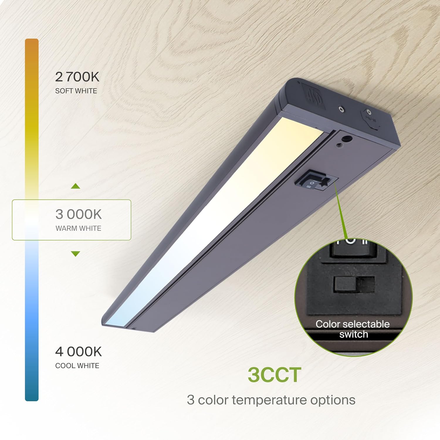 ASD Swivel LED Under Cabinet Lighting Bronze, 24 Inch 12W, Hardwired or Plug-in, 2700K/3000K/4000K, Hi/Low Switch, Rotatable Lens, Dimmable Linkable Under Counter Light for Kitchen, ETL & Energy Star