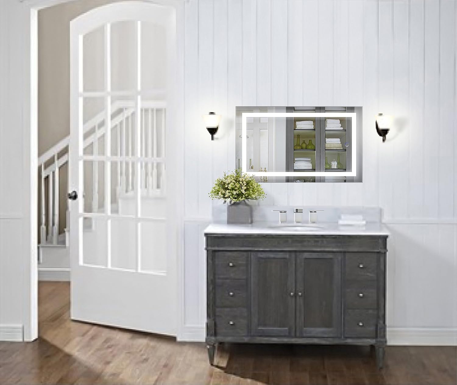 Krugg | 18 Inch X 30 Inch LED Bathroom Mirror | Lighted Vanity Mirror Includes Dimmer & Defogger | Wall Mount Vertical or Horizontal Installation