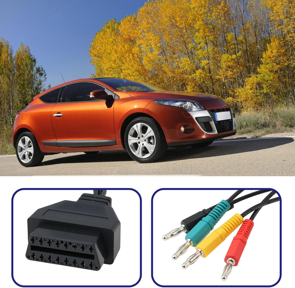 ECSiNG Car 16 Pin OBD2 Female to 4mm Banana Plug Adapter Cable 30cm for KTS Professional Systems and Pre-OBD Multiplexer System