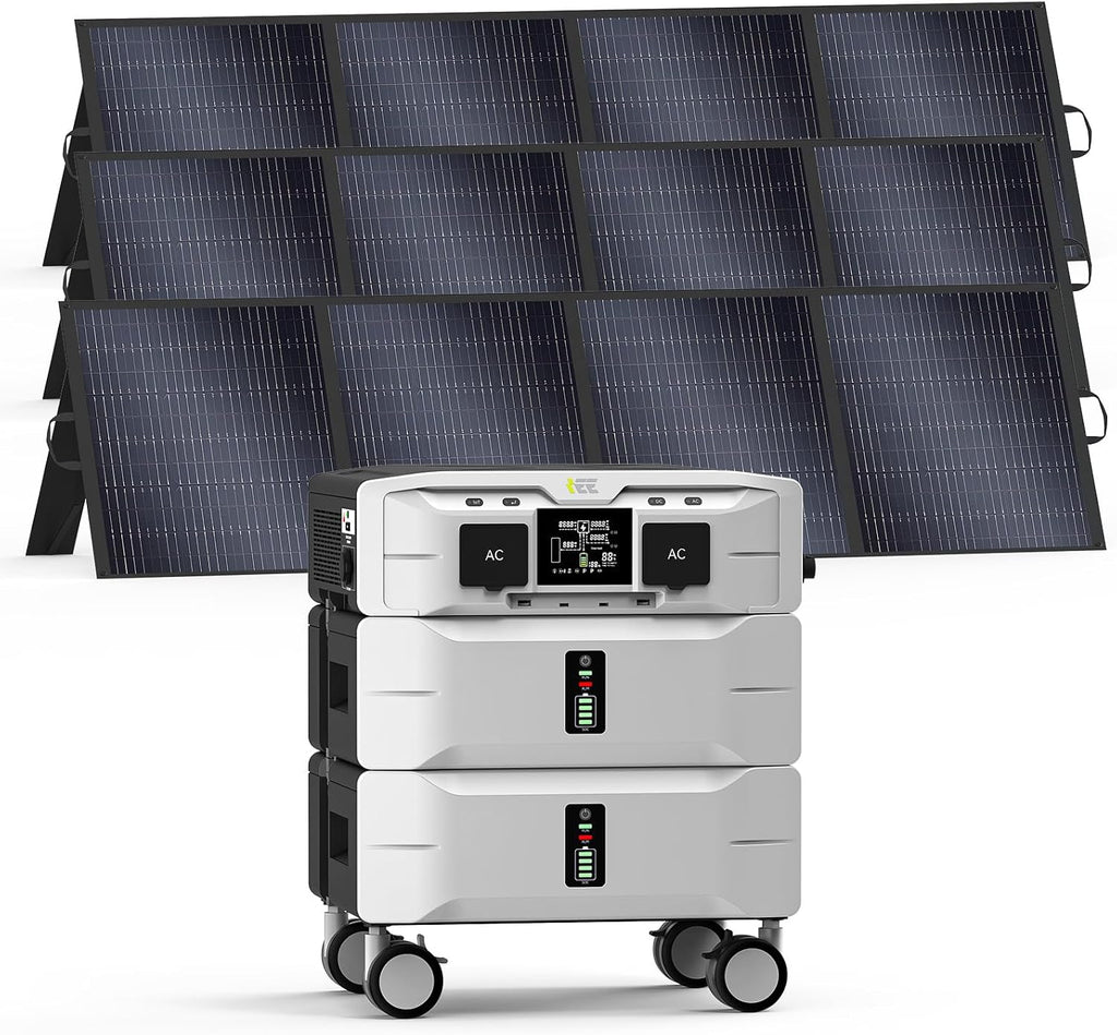 IEE 5120Wh Portable Power Station SP5000 with 3×200W Solar Panel, 120/240V 5000W(Peak 9000W) AC Output Solar Generator, Expandable Capacity, LFP Battery Generator for Home Use, Power Outages, RVs