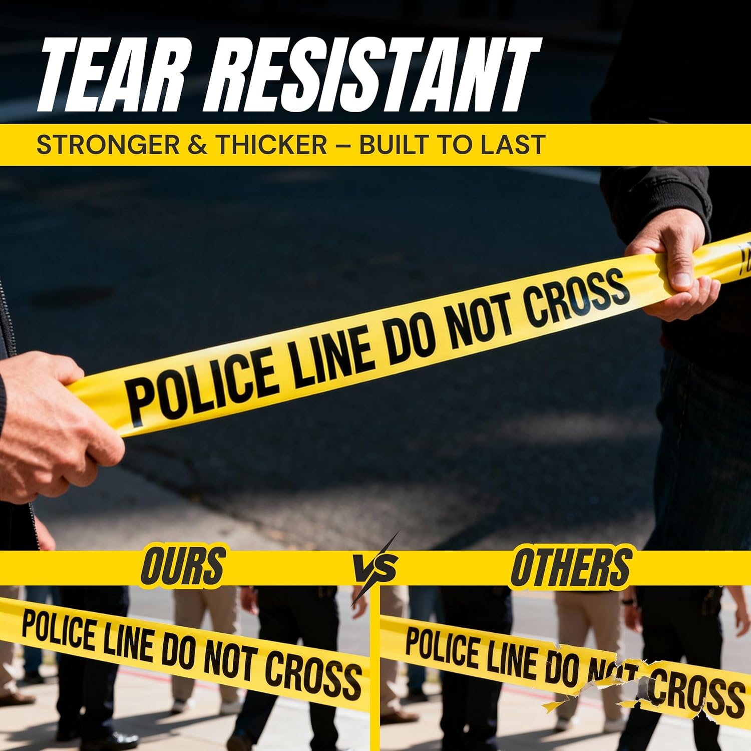 Police Line Do Not Cross Tape 2 Pack 3 inch X 1000 feet • Bright Yellow with a Bold Black Print • 3 in. Wide for Maximum Readability • Tear Resistant