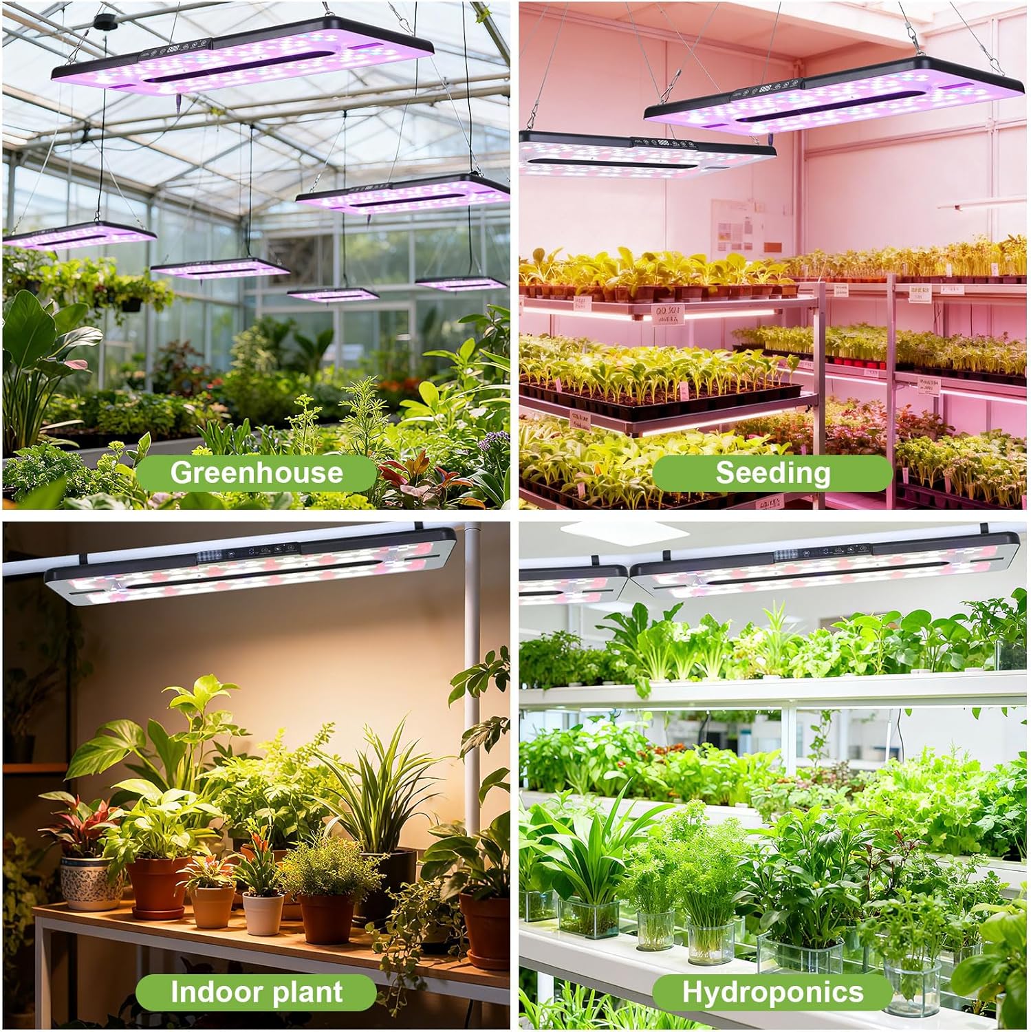 22" x 10" Grow Lights for Indoor Plants and Vegetables, Full Spectrum LED Growing Lamp for Indoor Garden Greenhouse - Features Two Smart Light Mode, 12~23H Timer - 1 Pack (1 Pack Black)