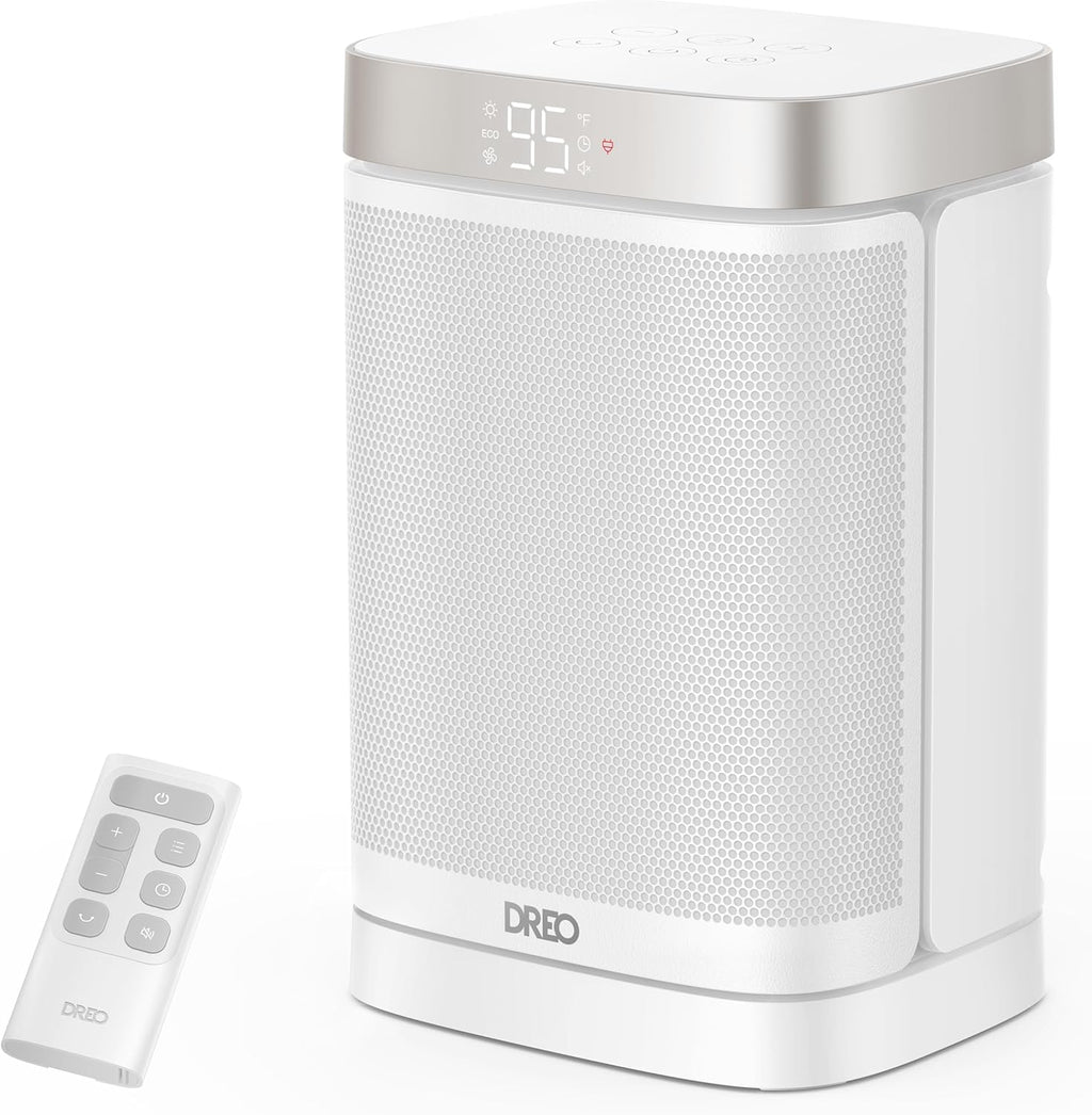 Dreo Atom One Space Heater with Remote, 70°Oscillating Electric Heaters with Digital Thermostat, 1500W PTC Ceramic Heater, 12h Timer, Quiet Safety Heating, Portable Heater for Home Office