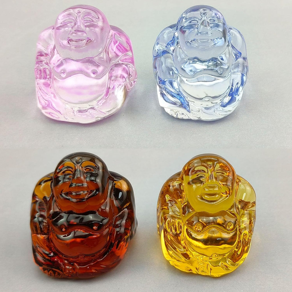 4 Pcs Mini Lucky Buddha Statue Set - Glossy Zen Decor for Office Desk, Feng Shui Wealth and Serenity Indoor(1.18’’)