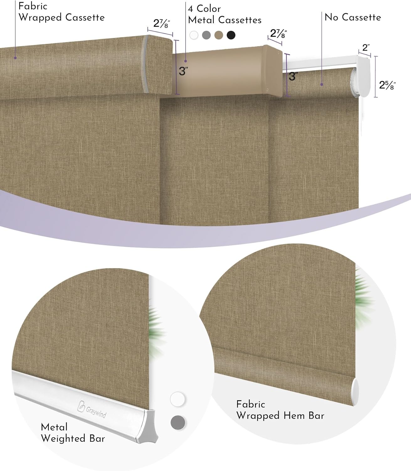 Graywind Motorized Roller Shades Work with Alexa Google Smart Blackout Shades with Remote Insulated Triple Weaved Fabric Window Blinds with Valance for Smart Home Office, Customized Size (Coffee)