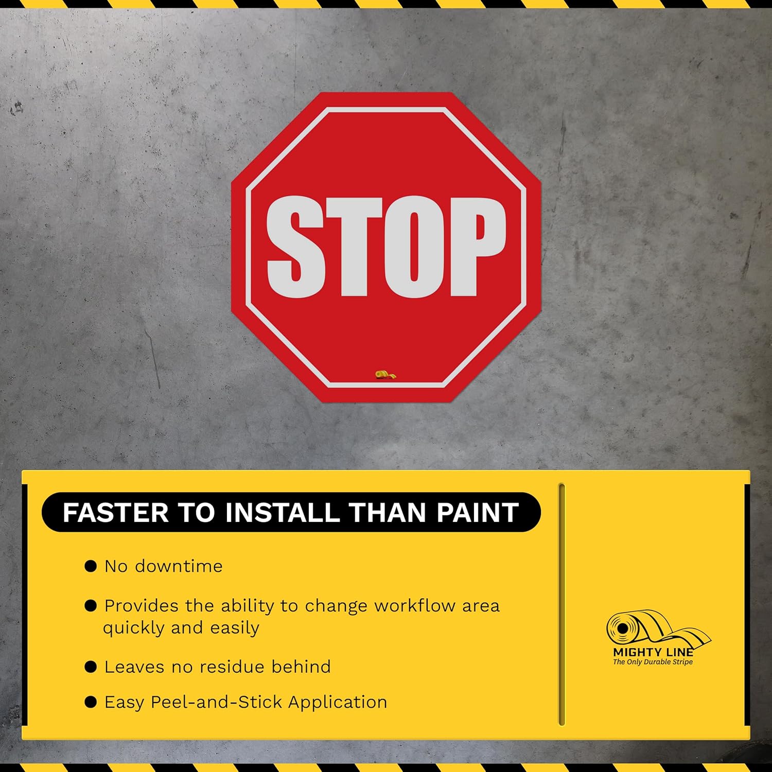 Stop Sign Modern Floor Sign - Floor Marking Sign, 16"