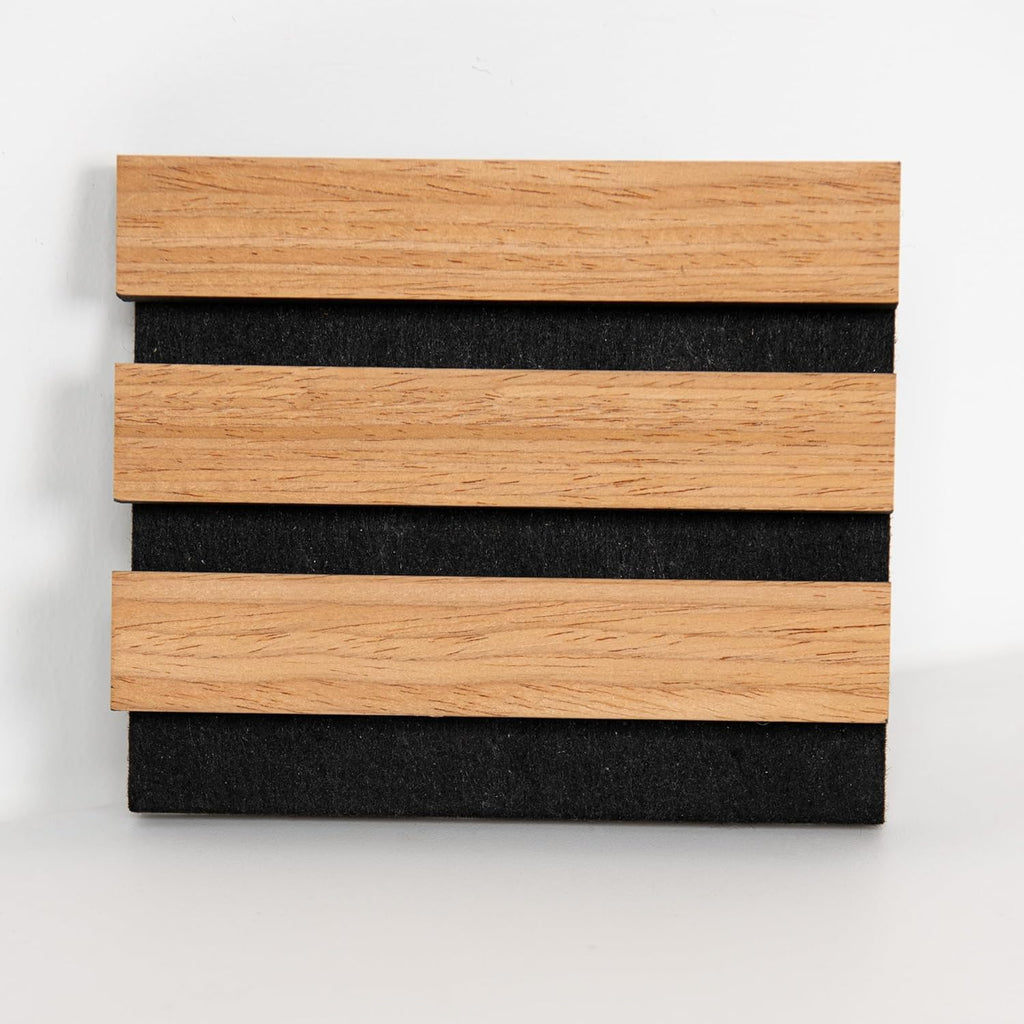 Sample Wood Salt Acoustic Wall Panels, Soundproof Wooden Wall Panels, 3D Fluted Sound Absorbing Panel, Brown, Sample Pack