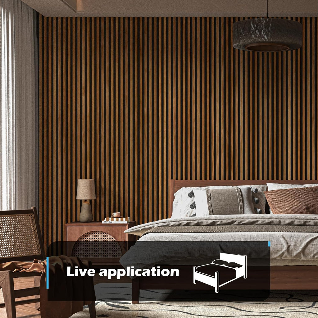 Art3d 2-Pack 48" x 24" Acoustic Wood Panels for Wall, Soundproof Wood Slat Panel for Wall and Ceiling, 3D Fluted Sound Absorbing Paneling for Interior Wall Decor, Living Room, Bedroom - Teak
