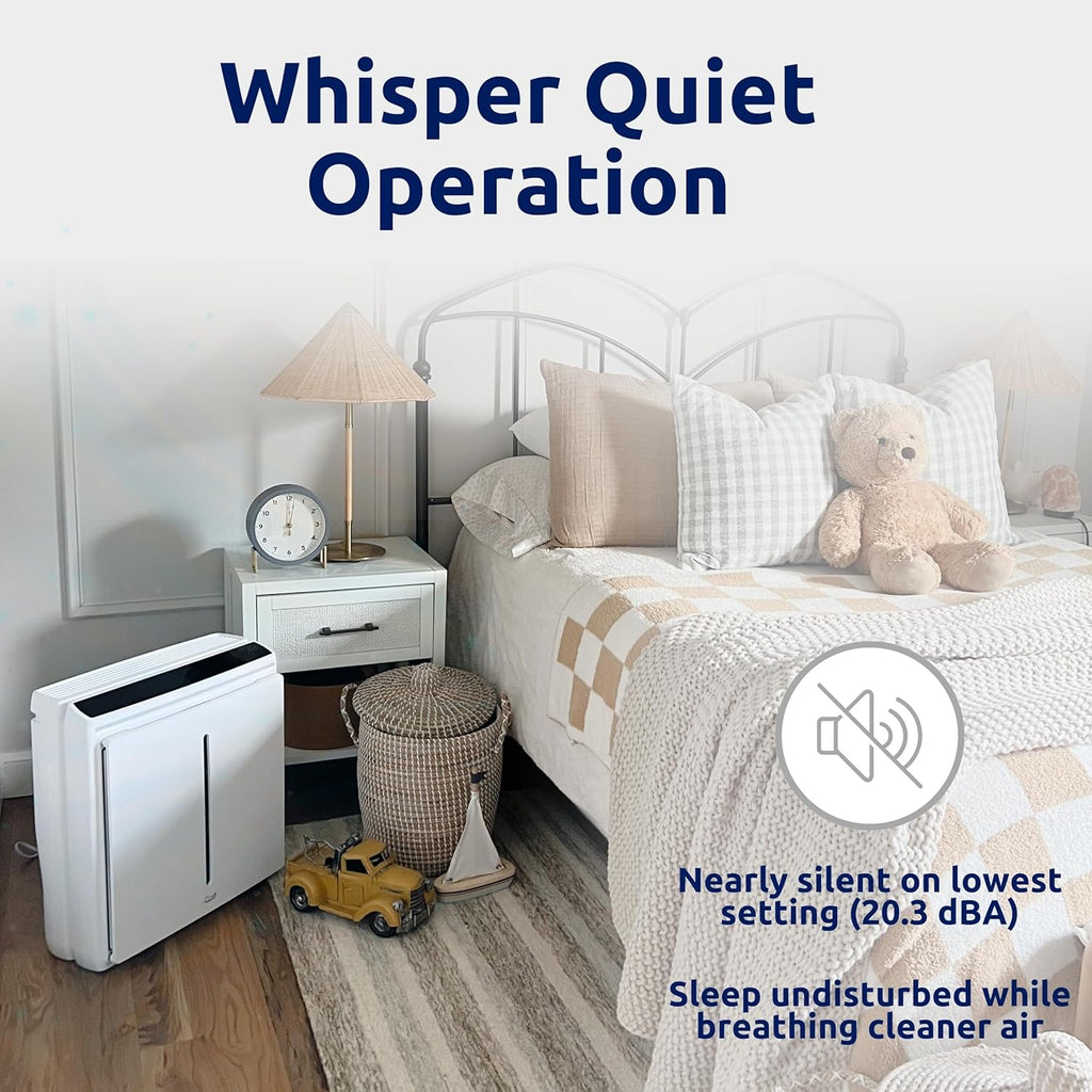 Rabbit Air, A3 SPA-1000N Air Purifiers for Home, Ultra Quiet HEPA Air Purifier - Wall Mountable Air Purifiers for Home Large Room, Allergies, Dust, Mold, Smoke & VOCs - (White, Odor Remover Filter)