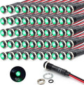 50Pcs 8MM (5/16") Indicator Light 12V 24V Metal Pilot Lamp Lights Aluminum Black Anodized Waterproof ip67 Signal Lamp(12V-24V Black Anodized-Green)