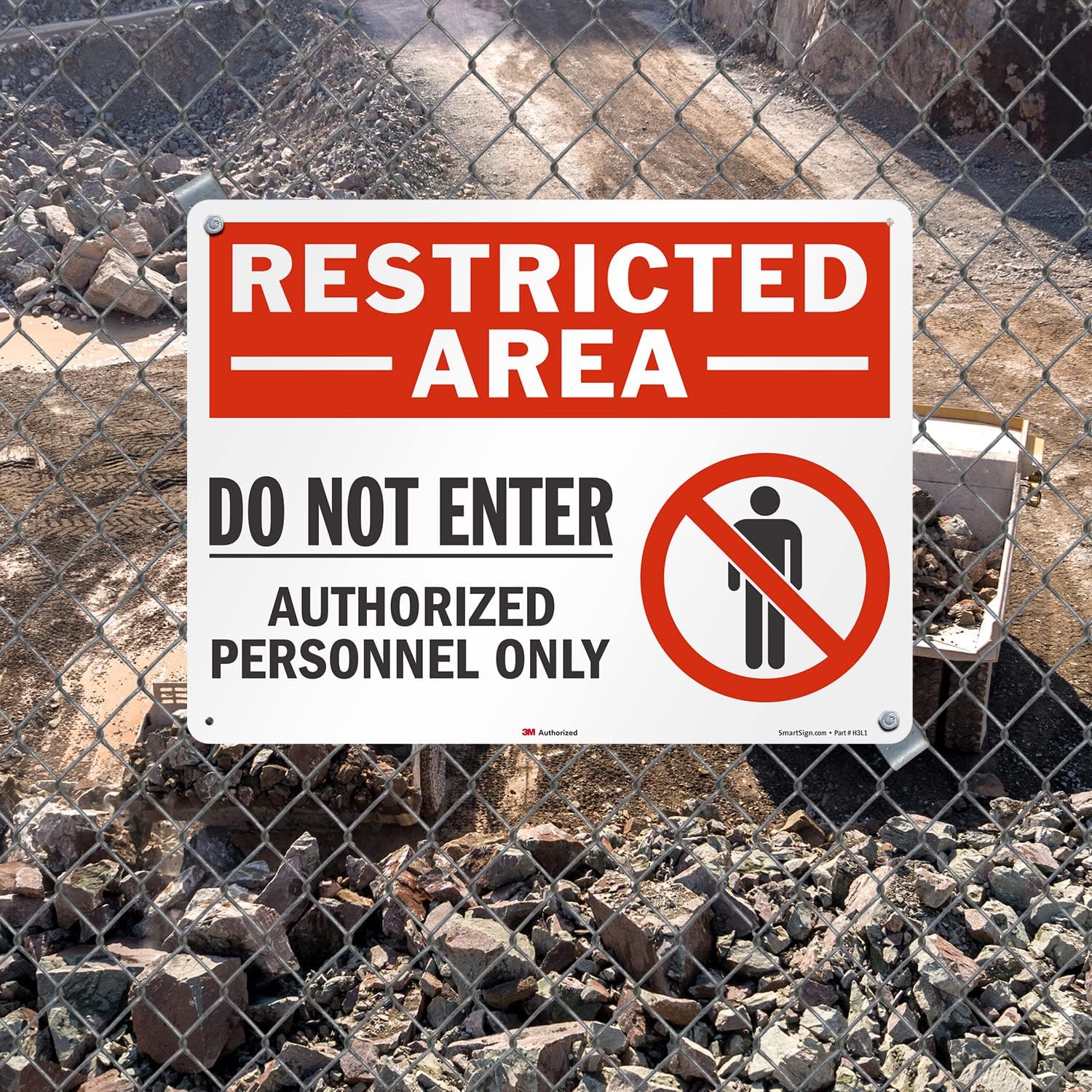 SmartSign 18" x 24" 'Restricted Area Do Not Enter, Authorized Personnel Only' Metal Sign with Symbol, 80 mil Aluminum, 3M Laminated Engineer Grade Reflective, Red, White and Black, USA-Made