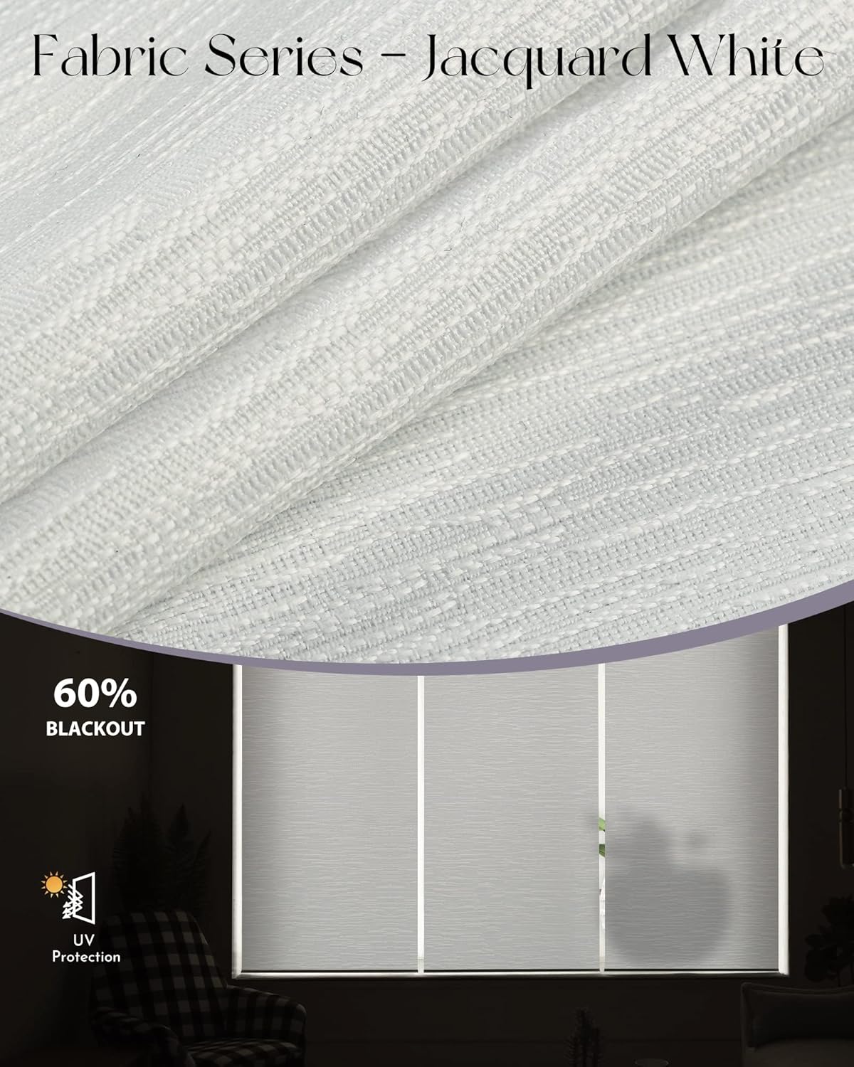 Graywind Motorized Light Filtering Shades Compatible with Alexa Google Rechargeable Remote Control Smart Blinds Automatic Window Shade with Valance for Home Office, Custom Size (Jacquard White)