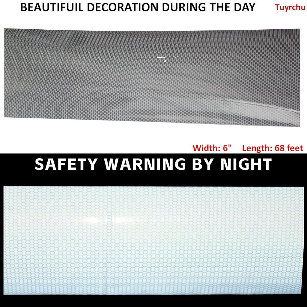 Non Fading Silver Reflective Tape 6 inch Wide, Outdoor Waterproof Safety Adhesive Stickers, High Visibility Industrial Marking Tape (68 feet)