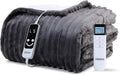 Heated Blanket Electric Blanket 62"x84", Soft Flannel Sherpa Electric Throw with 5 Heating Level & 12 Times Setting, Heated Throw with Overheating Protection, Machine Washable (Grey)