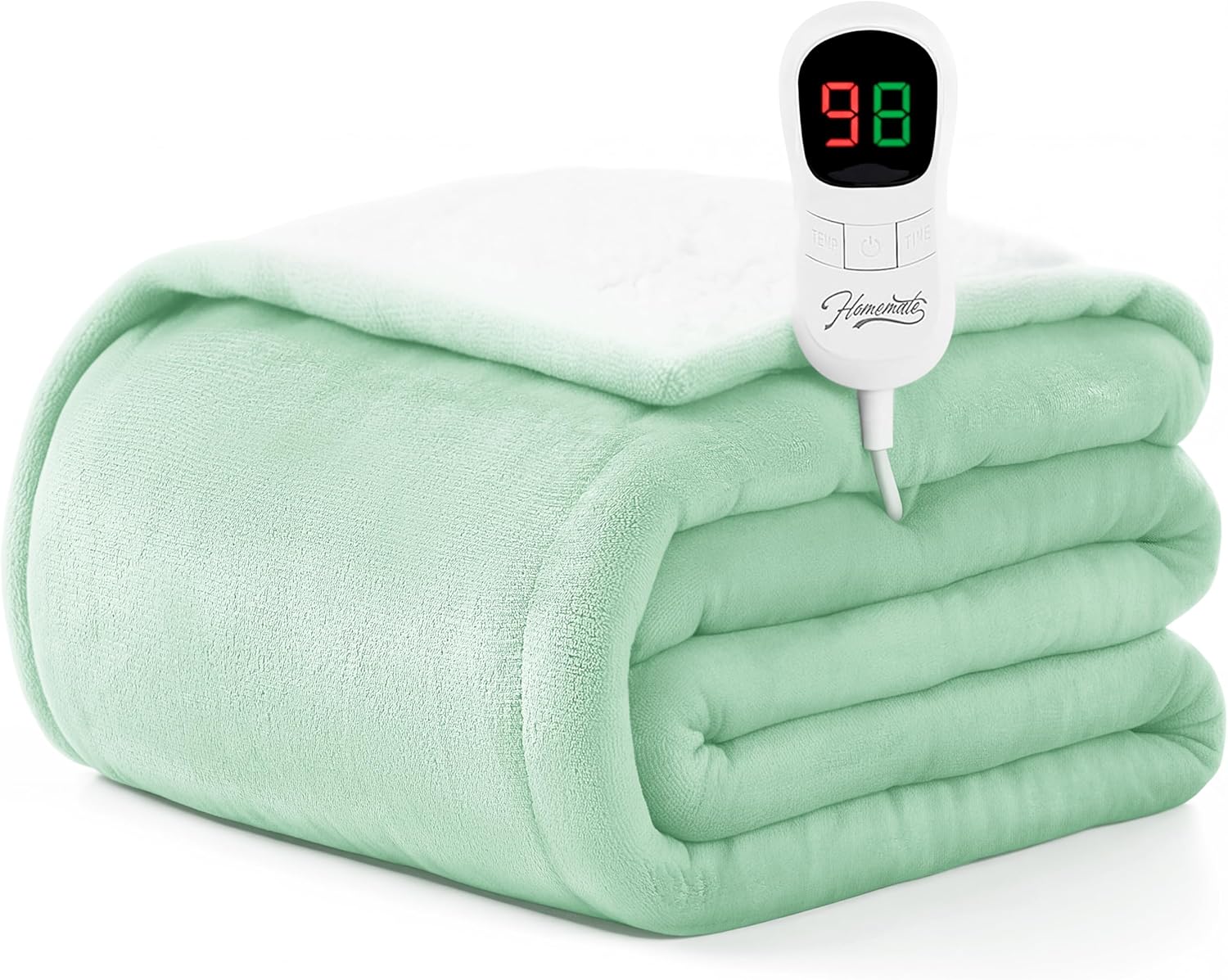 Homemate Electric Heated Blanket Full Size - 72"x84" Heating Blanket Full Size 1/2/4/6/8 Hours Auto-Off 10 Heat Level Over-Heat Protection Flannel Sherpa ETL Certification