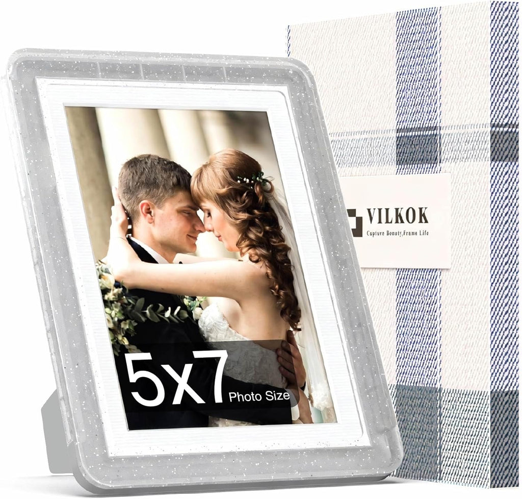 5x7 Picture Frame, Clear Acrylic Photo Frame with White Mat for 4x6 Photos, One-Piece Shatterproof Tool-Free Design, UV-Resistant Waterproof Tabletop Frame for Home Office Decor with 10-Year Warranty