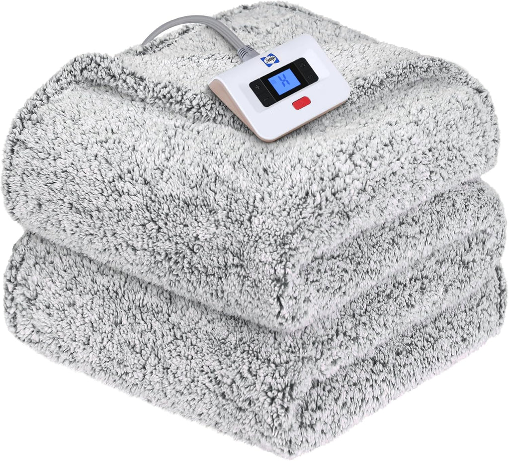 Sealy Electric Blanket Full Size, Soft Sherpa Heated Blanket Single Control with 10 Heating Levels & 1 to 12 Hours Auto-Off Settings Over-Heated Protection 80"x84" Machine Washable, Charcoal