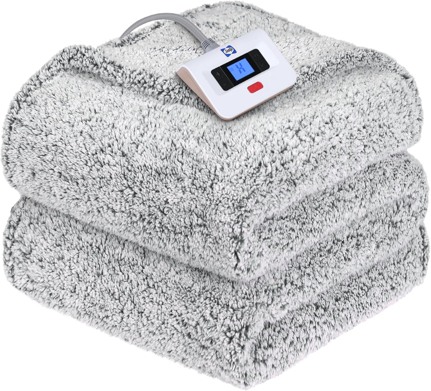 Sealy Electric Blanket Full Size, Soft Sherpa Heated Blanket Single Control with 10 Heating Levels & 1 to 12 Hours Auto-Off Settings Over-Heated Protection 80"x84" Machine Washable, Charcoal