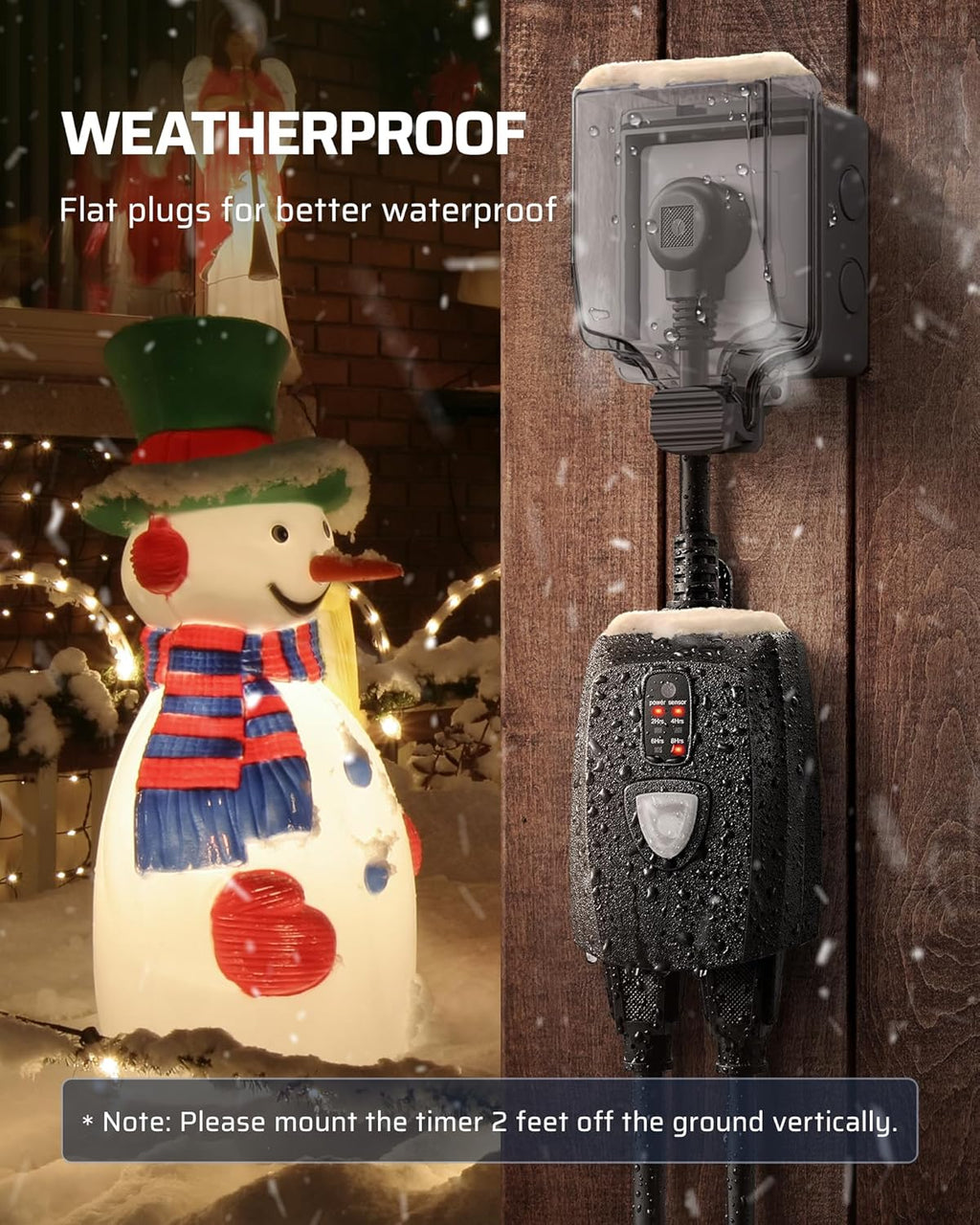 DEWENWILS Outdoor Timer Outlet Waterproof with 11 Modes, Outdoor Light Timer, 100FT Remote Control, for Christmas Outdoor Lights, Pump, Sprinkler, Fountain