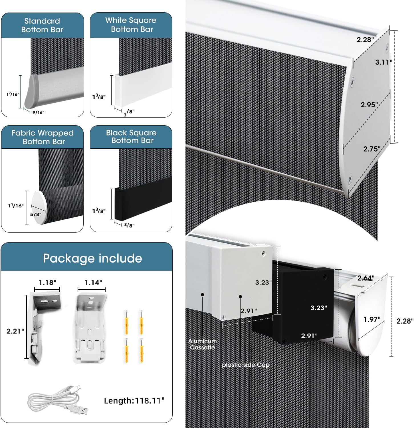 SmartWings Motorized Roller Shades 5% Openness Without Privacy Custom Size, Rechargeable Battery, Works with Matter/Apple HomeKit, Alexa, Thread/Zigbee, Remote Optional, 5% Openness Charcoal Grey